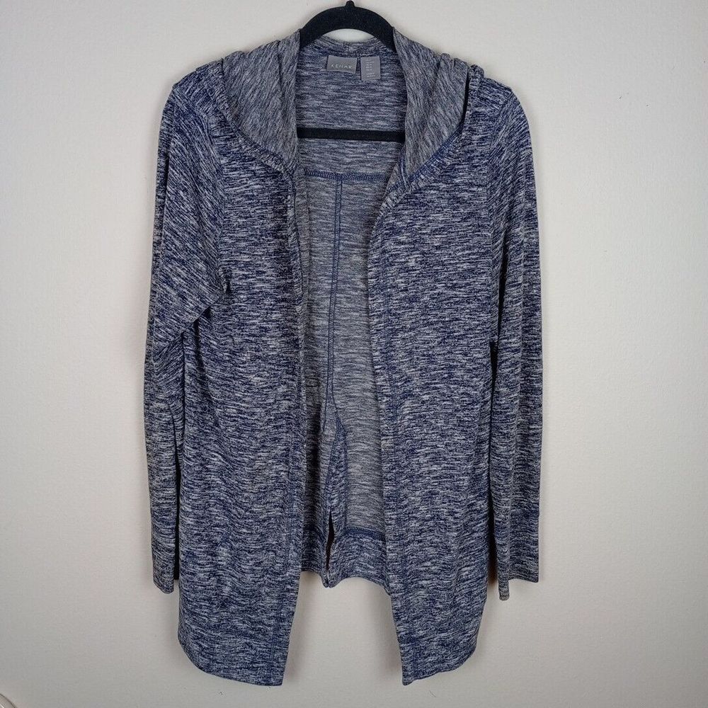 Kenar Women's Open Front Cardigan Hoodie Blue Marbled Size M Lightweight